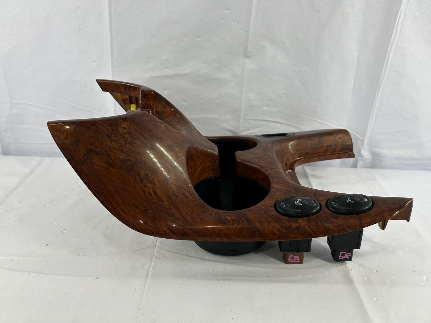03-06 Toyota Tundra Center Console Cup Holder & Heated Seat Switch Woodgrain OEM