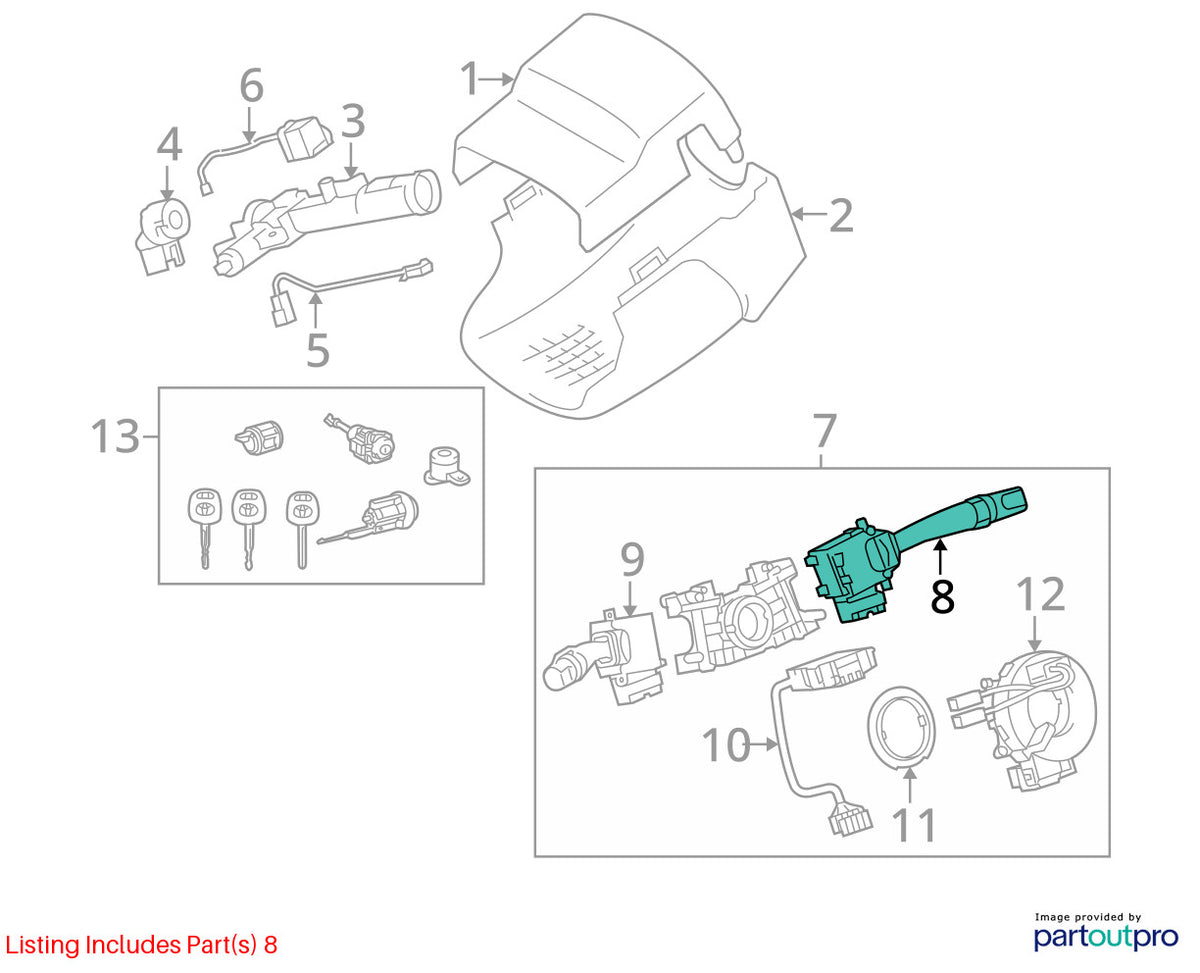2000-2005 Toyota Tundra Windshield Wiper Control Switch OEM 84652-0C020