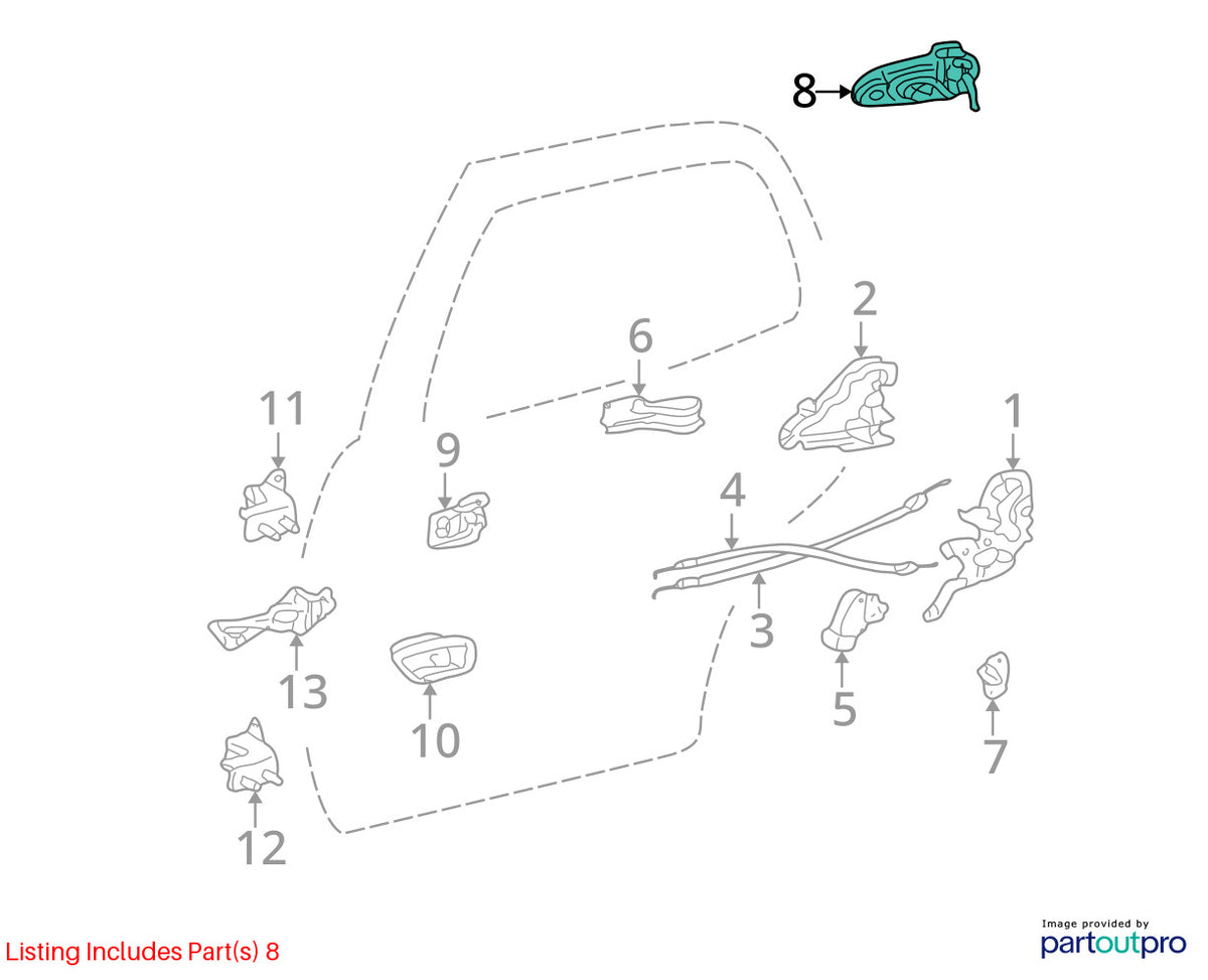 2004-2007 Toyota Sequoia Rear Right Exterior Door Handle OEM 69230-34020-J3