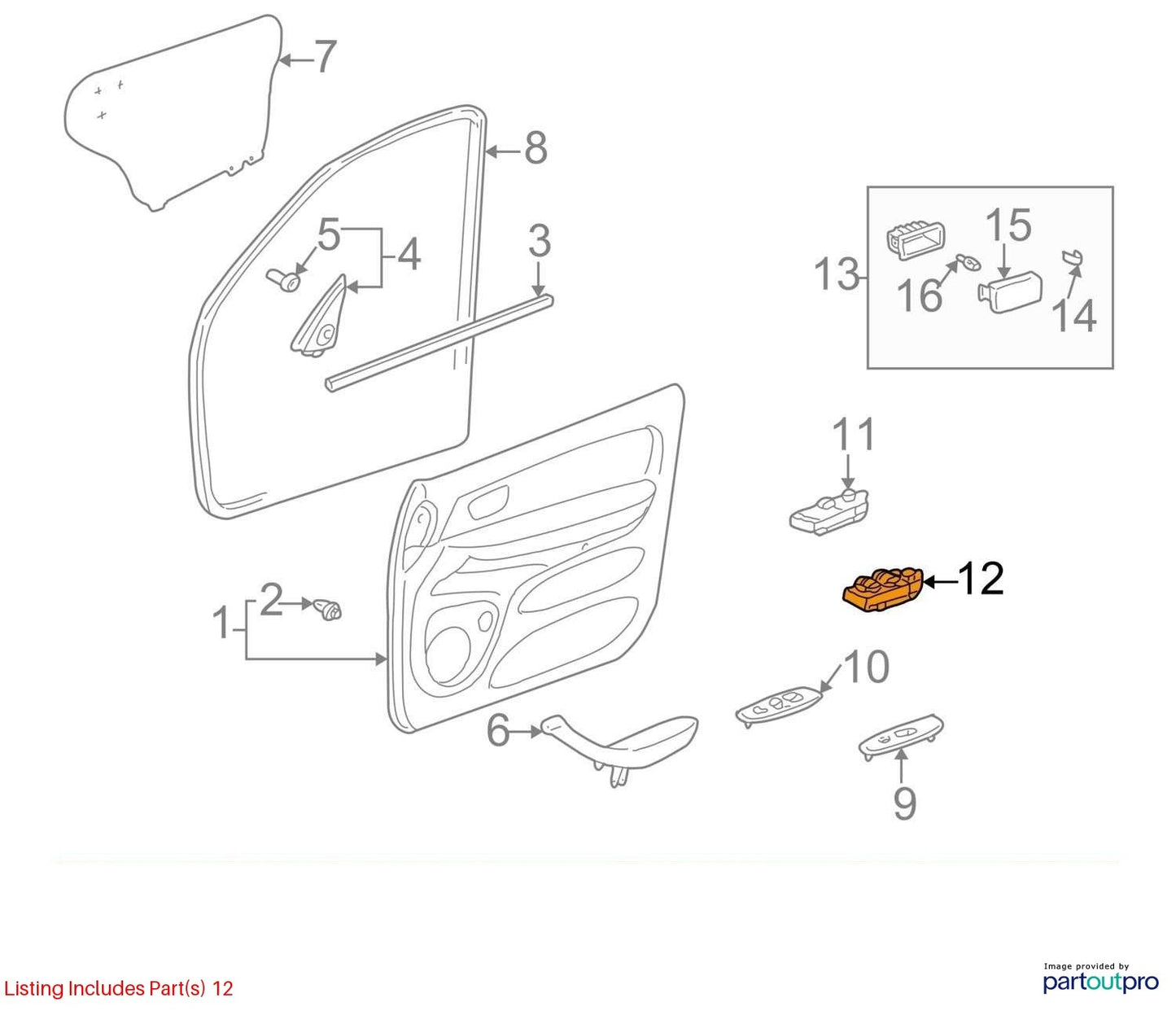 2005-2007 Toyota Sequoia Right Front Window Control Switch OEM 84030-0C031