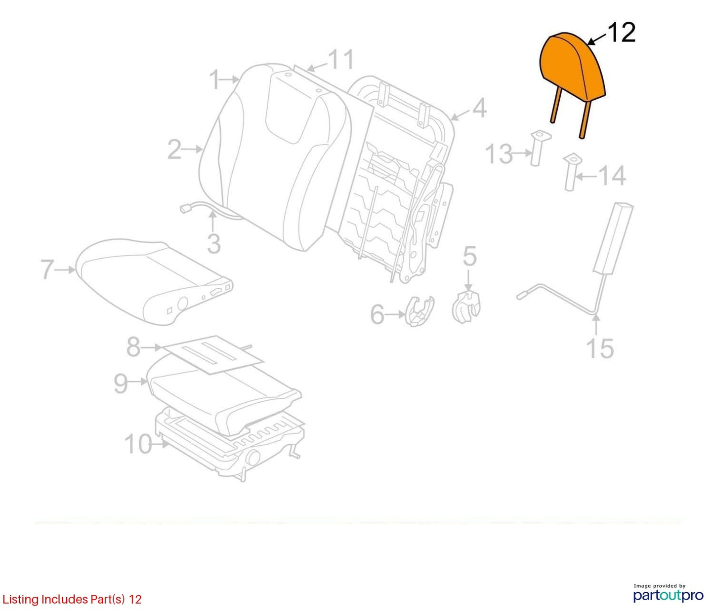 2014-2018 Subaru Forester Front Headrest Set of 2 Gray Leather OEM 64061SG050LL