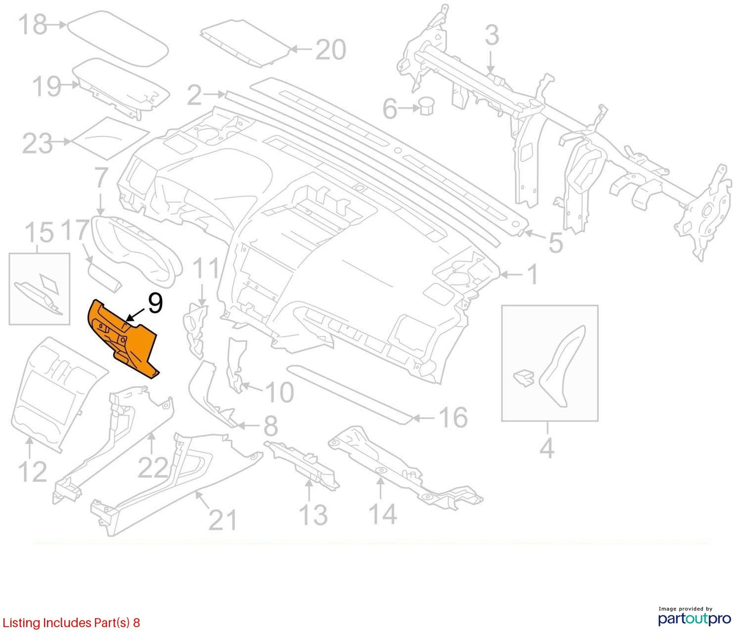 2014-2018 Subaru Forester Left Lower Dashboard Outer Trim Panel OEM 66075FJ030LL