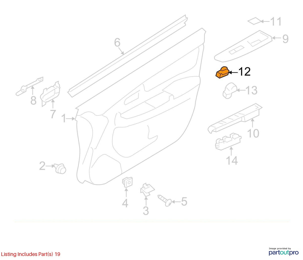2011-2018 Subaru Forester Front Right Door Lock Unlock Switch OEM 83078AJ000
