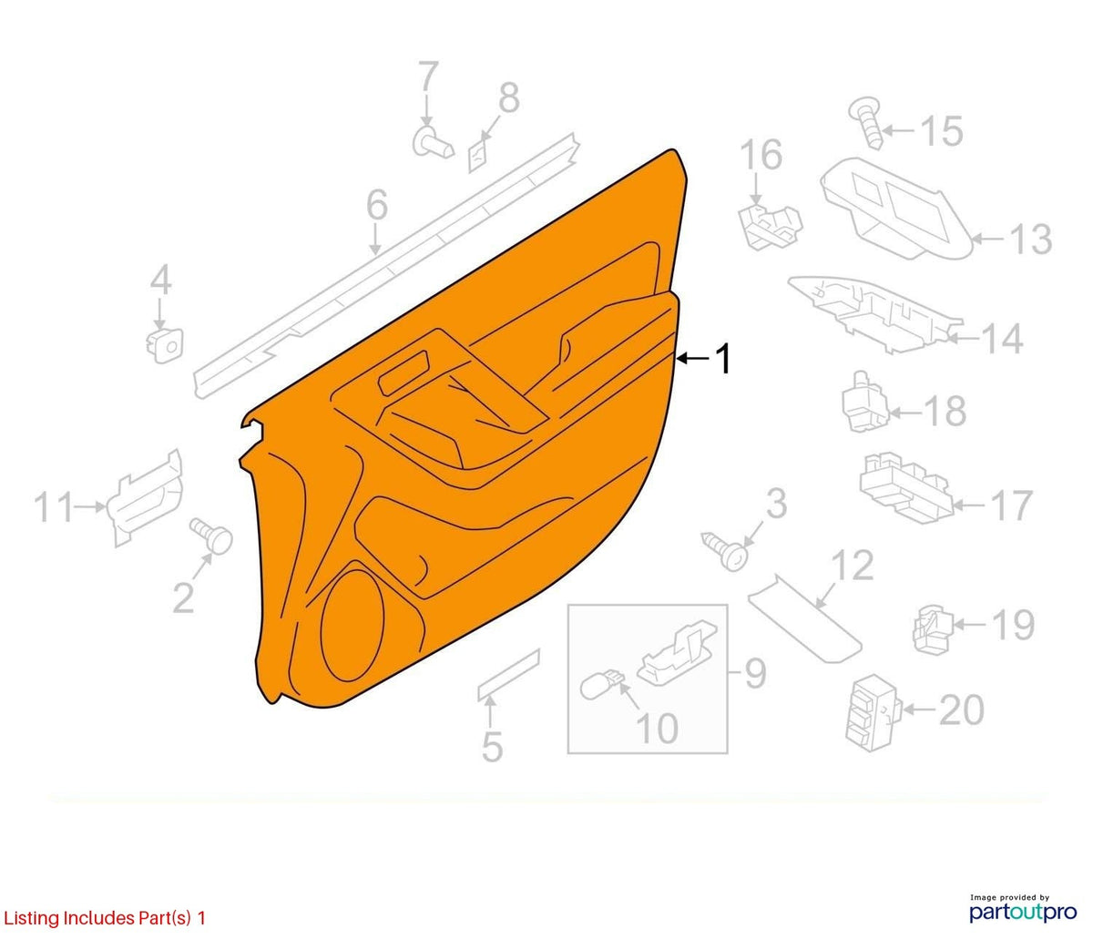 2014-2016 Subaru Forester Front Right Interior Door Trim Panel OEM 94212SG100NA