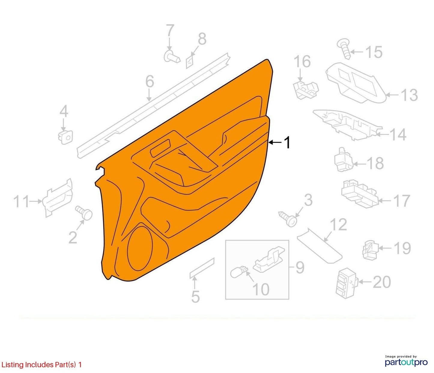2014-2016 Subaru Forester Front Left Interior Door Trim Panel OEM 94212SG110NA