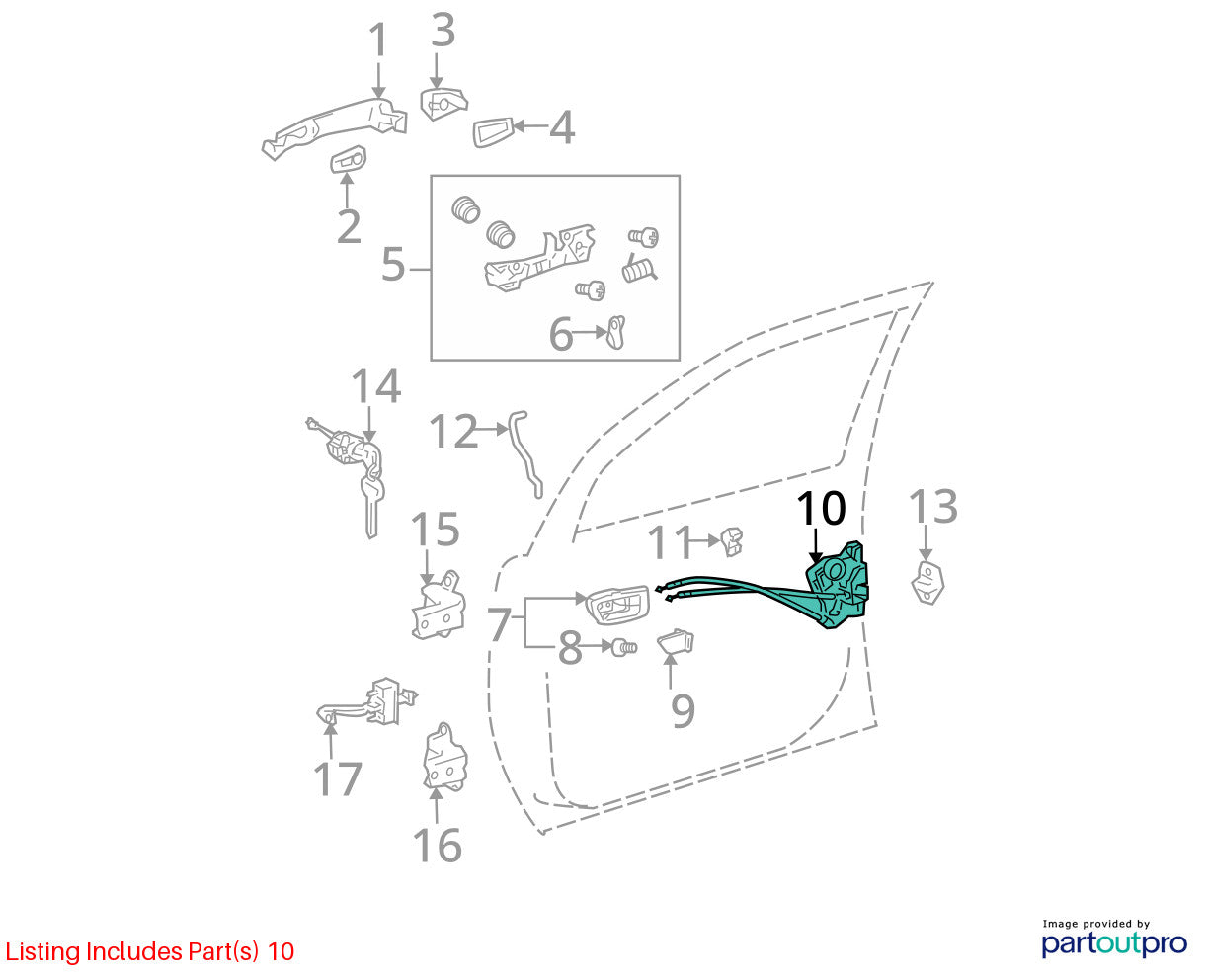 2003-2008 Toyota Matrix Front Left Door Lock Latch Actuator OEM 69040-02120