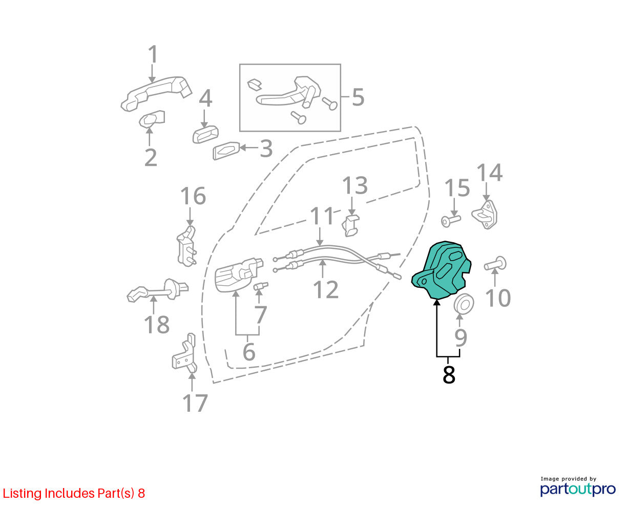 2003-2008 Toyota Matrix Rear Left Side Door Lock Latch Actuator OEM 69340-01051