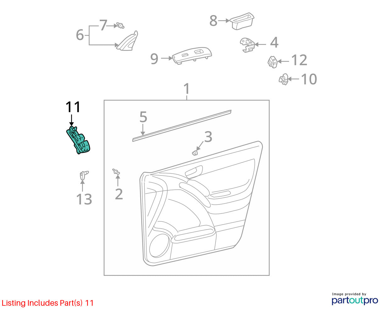 03-05 Toyota Matrix Front Left Door Window Master Switch Assy OEM 84820-01020