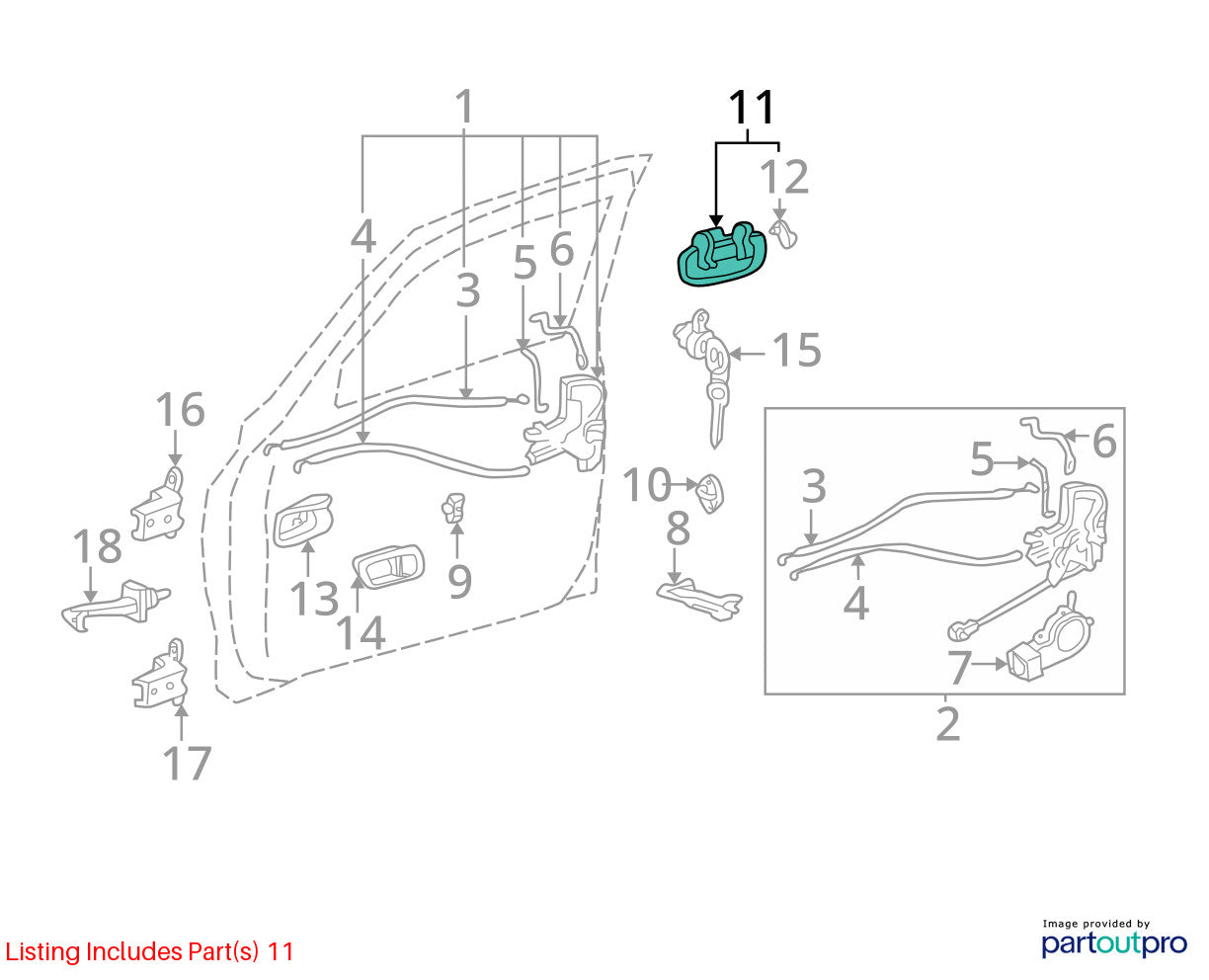 2000-2005 Toyota Tundra Front Left Exterior Door Handle OEM 69220-34040-G0