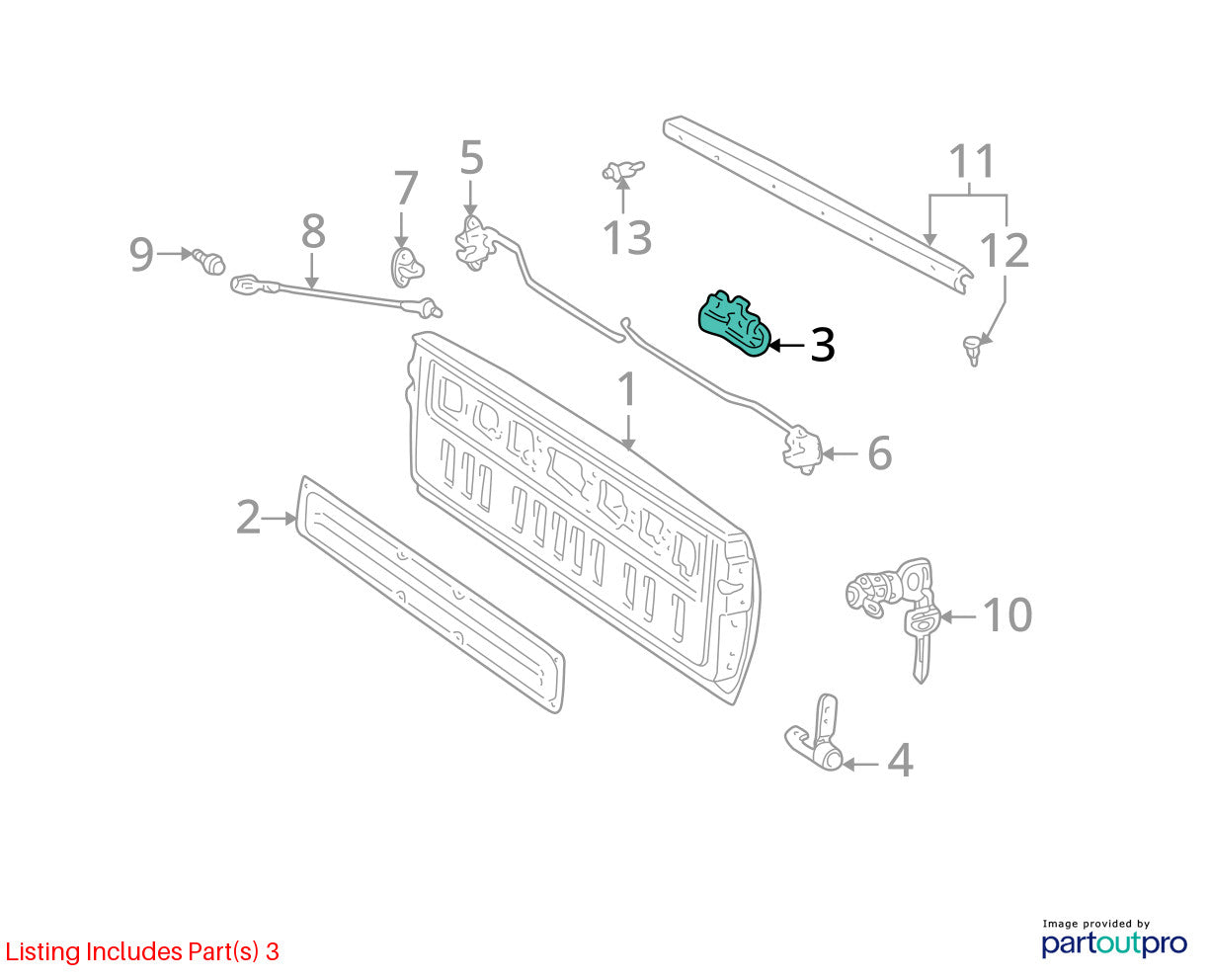 00-06 Toyota Tundra Exterior Rear Trunk Tailgate Handle Green OEM 69090-0C010