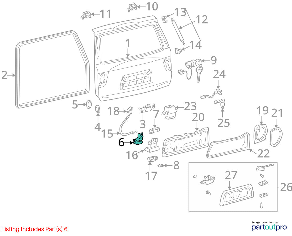 2001-2007 Toyota Sequoia Rear Trunk Liftgate Latch Lock Actuator OEM 69301-0C010
