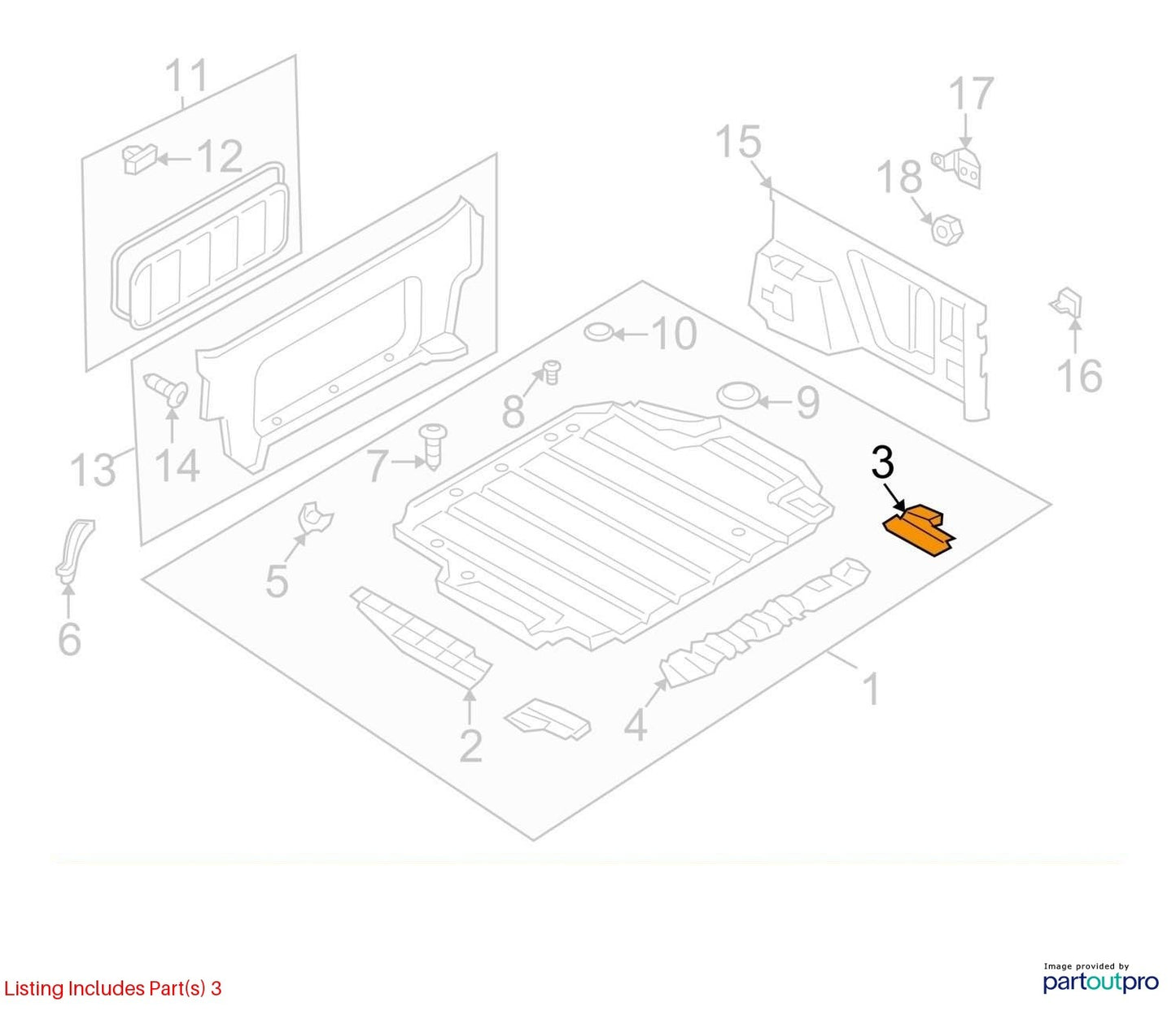 2003-2006 Subaru Baja Rear Right Passenger Side Luggage Tray Cap OEM 91101AE06A