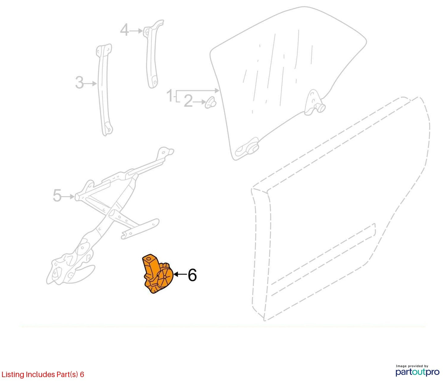 02-07 Subaru Impreza Rear Right Power Window Regulator Motor OEM 62188FE001
