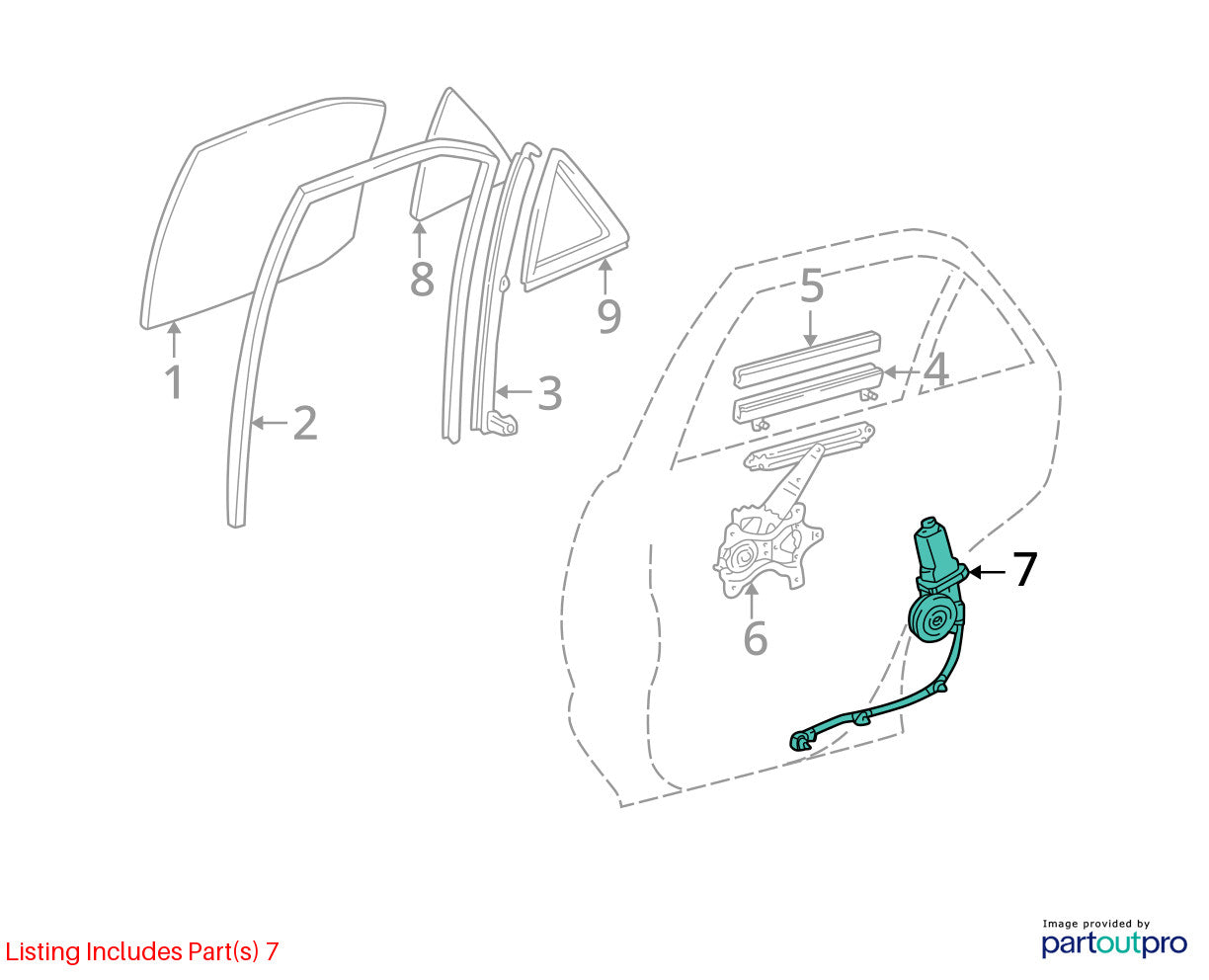 1999-2003 Lexus RX300 Rear Right Side Door Window Regulator Motor OEM 8572048040