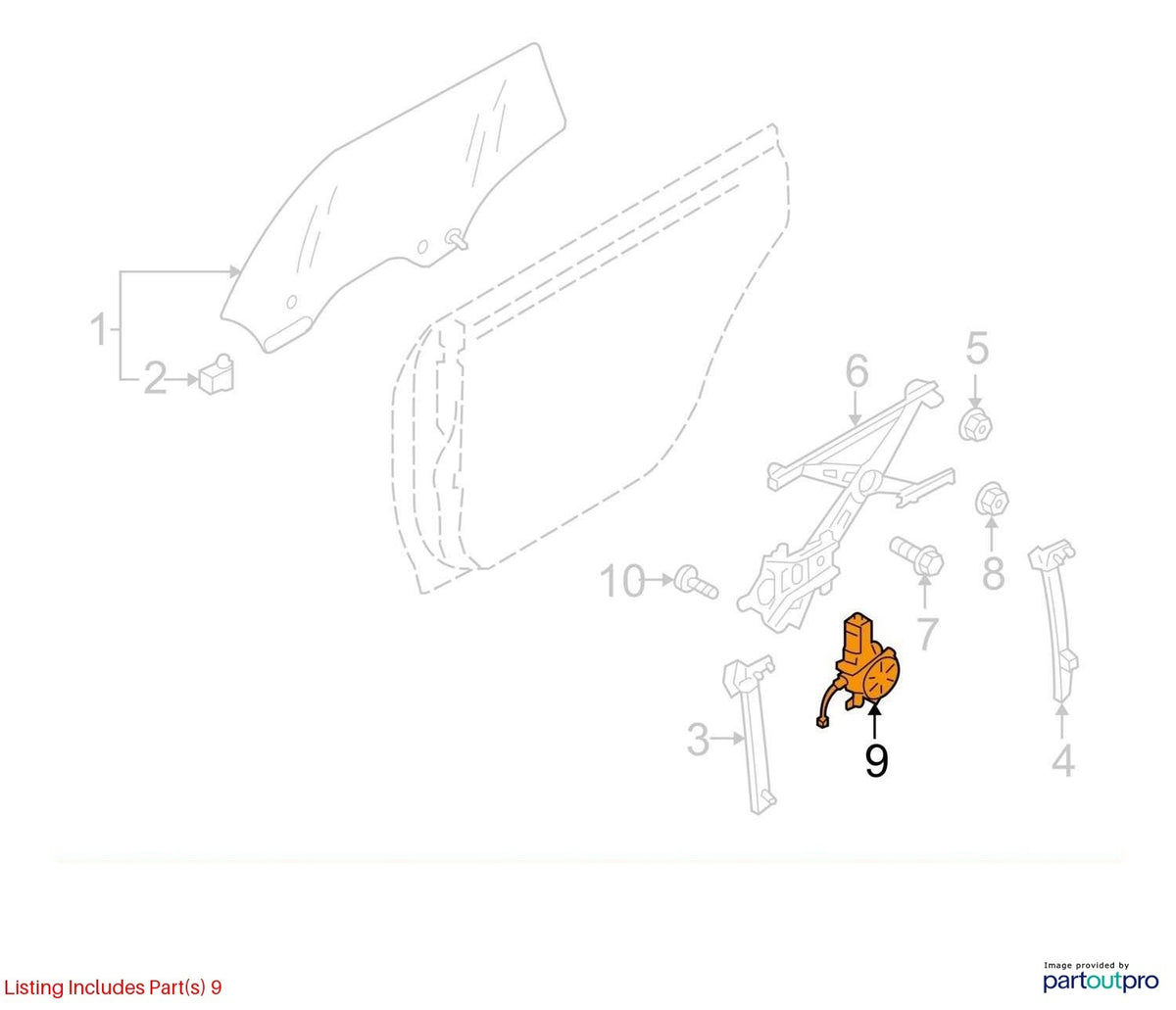 2005-2009 Subaru Outback Rear Right Door Window Regulator Motor OEM 62188AG00A