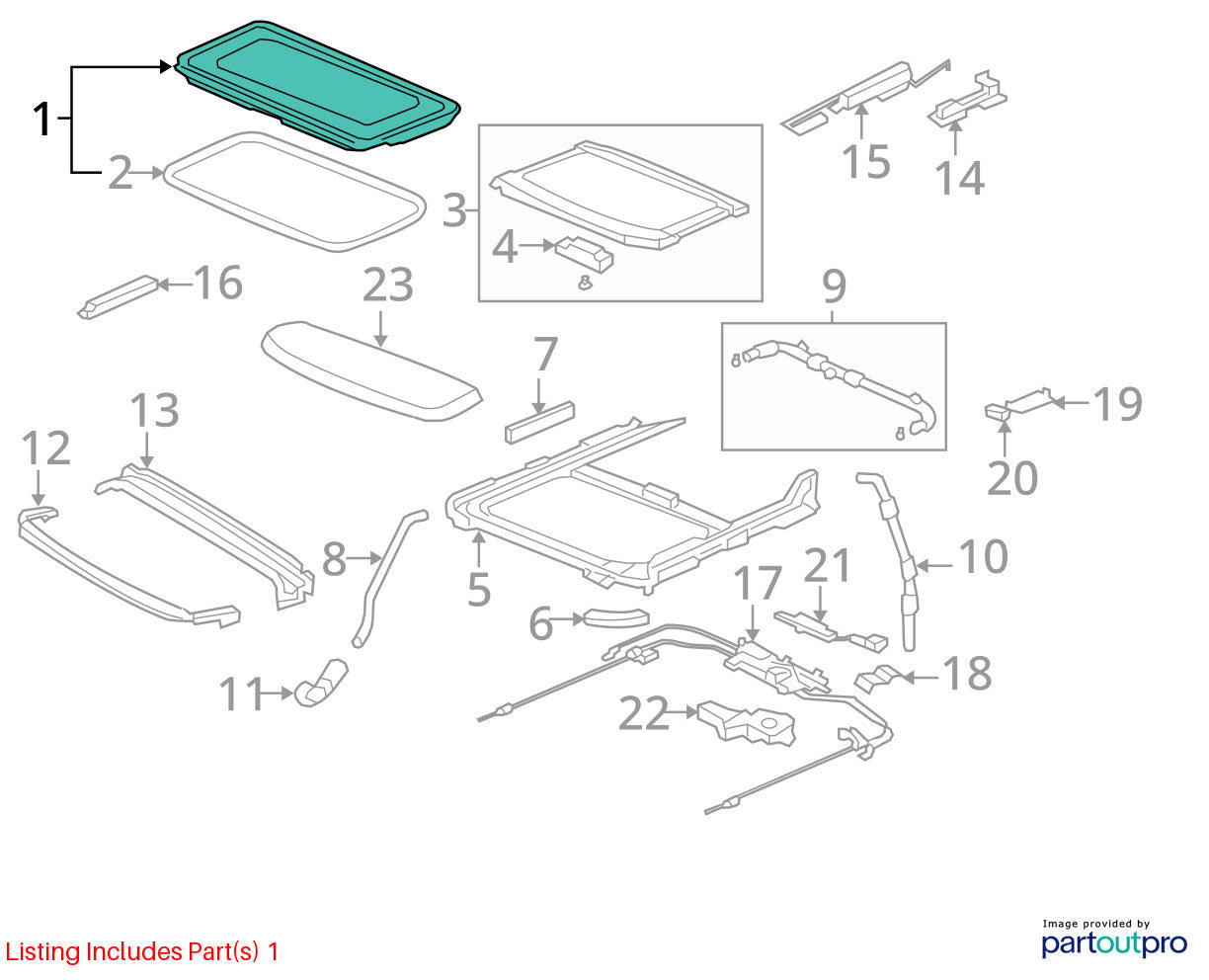 05-08 Honda Pilot Sunroof Moonroof Sun Moon Roof Glass Panel OEM 70200-S9V-A01
