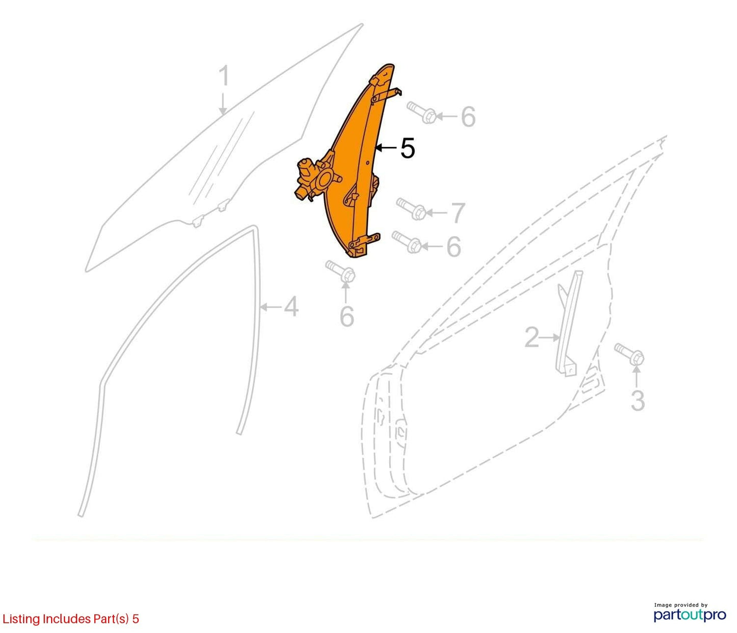2010-2014 Subaru Legacy Front Right Door Window Regulator & Motor OEM 61041AJ00A