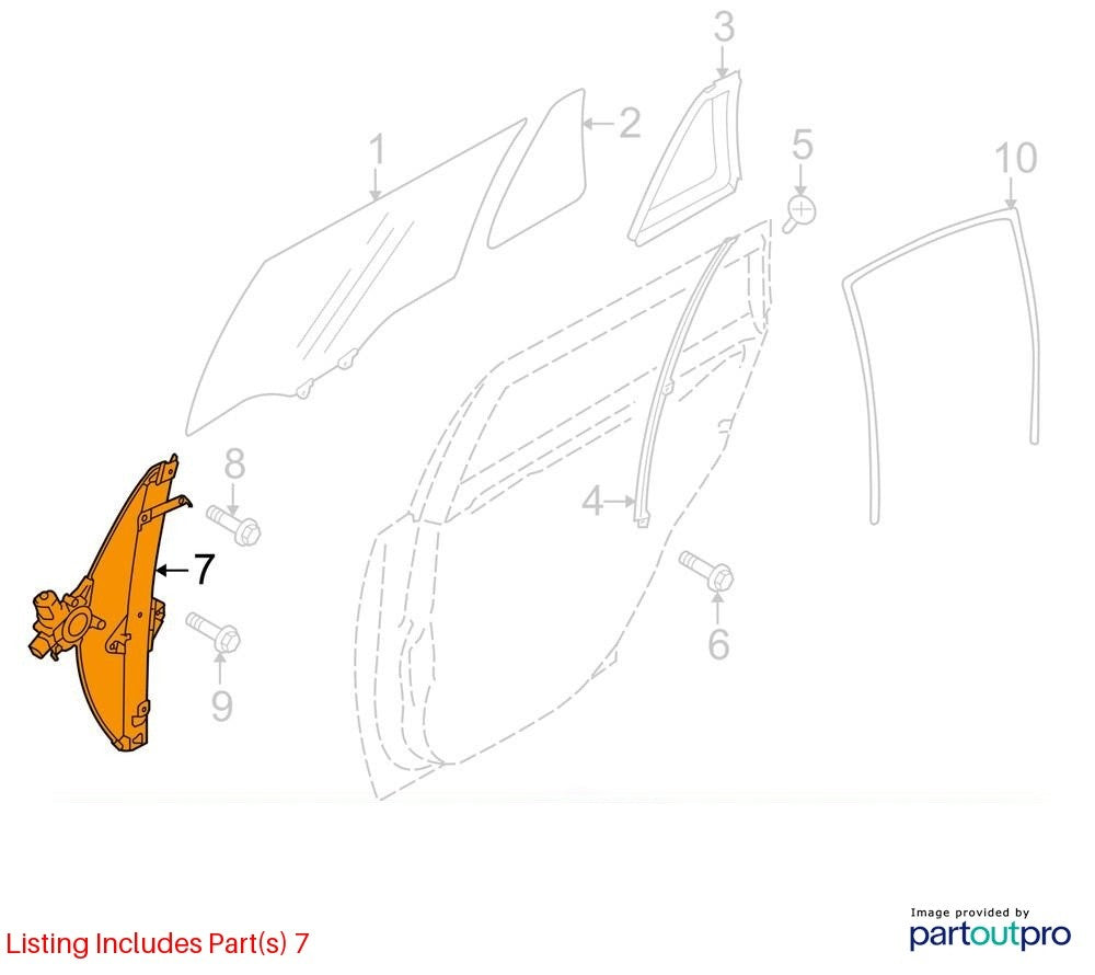 2010-2014 Subaru Legacy Rear Right Door Window Regulator Motor OEM 61042AJ00A