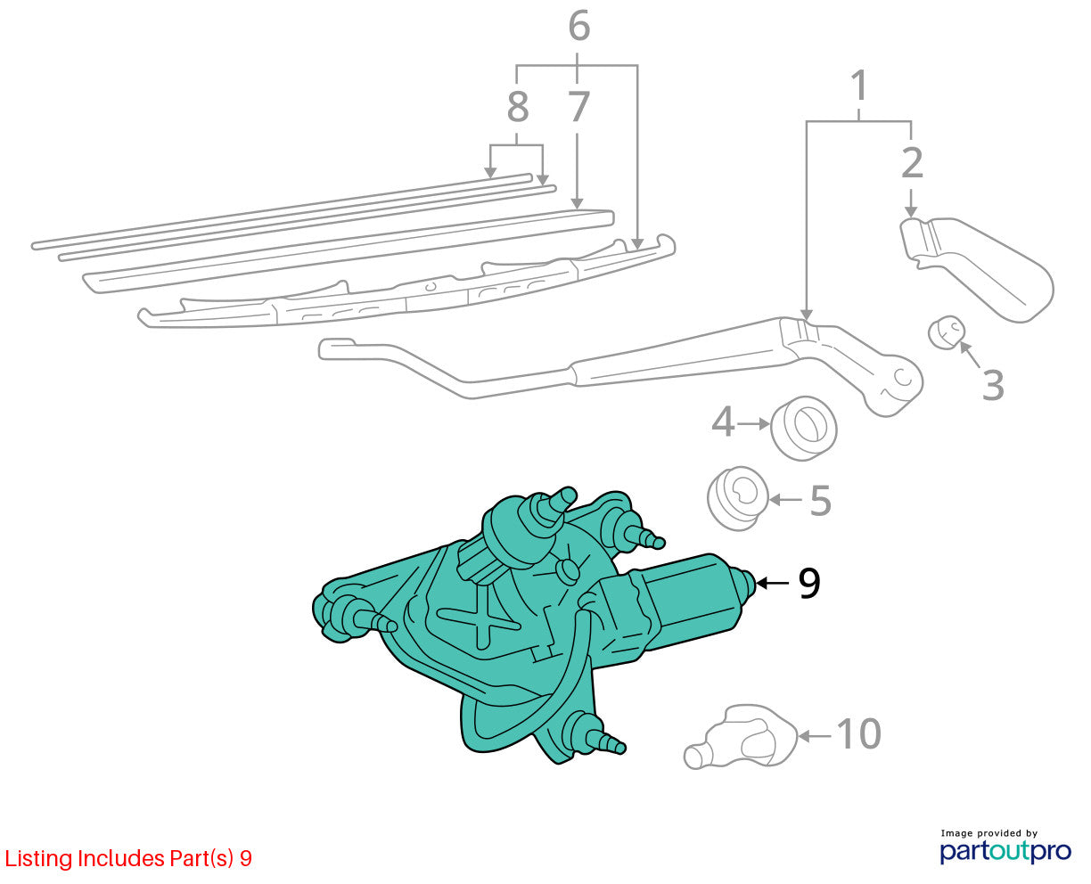 1999-2003 Lexus RX300 Rear Windshield Wiper Motor Assembly OEM 85130-48010