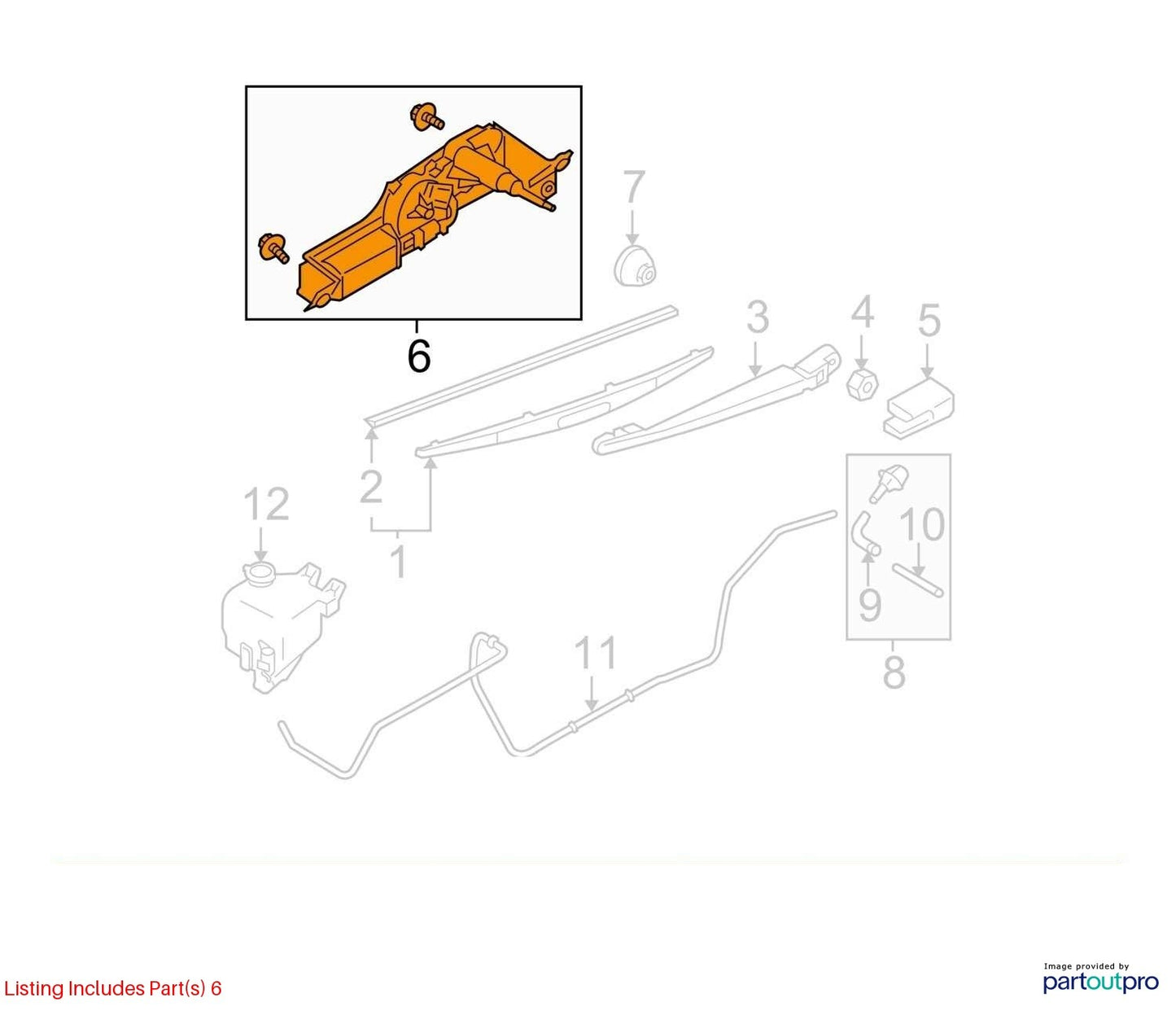 2005-2007 Subaru Impreza Rear Windshield Wiper Motor Assembly OEM 86510FE130