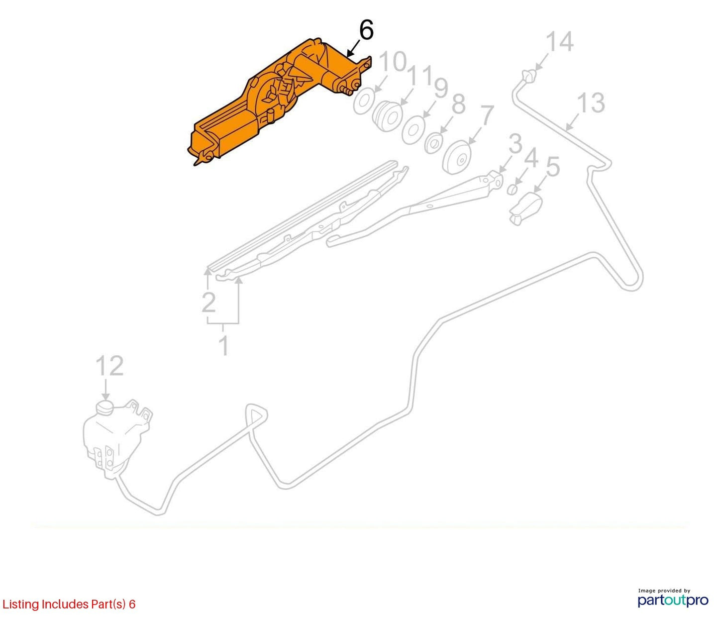 2002-2004 Subaru Impreza Rear Windshield Wiper Motor Assembly OEM 86510FE040