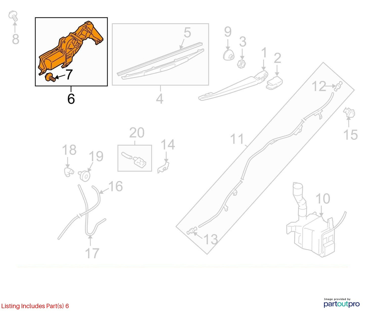 2006-2014 Subaru Tribeca Rear Tailgate Window Wiper Motor OEM 86510AG15B