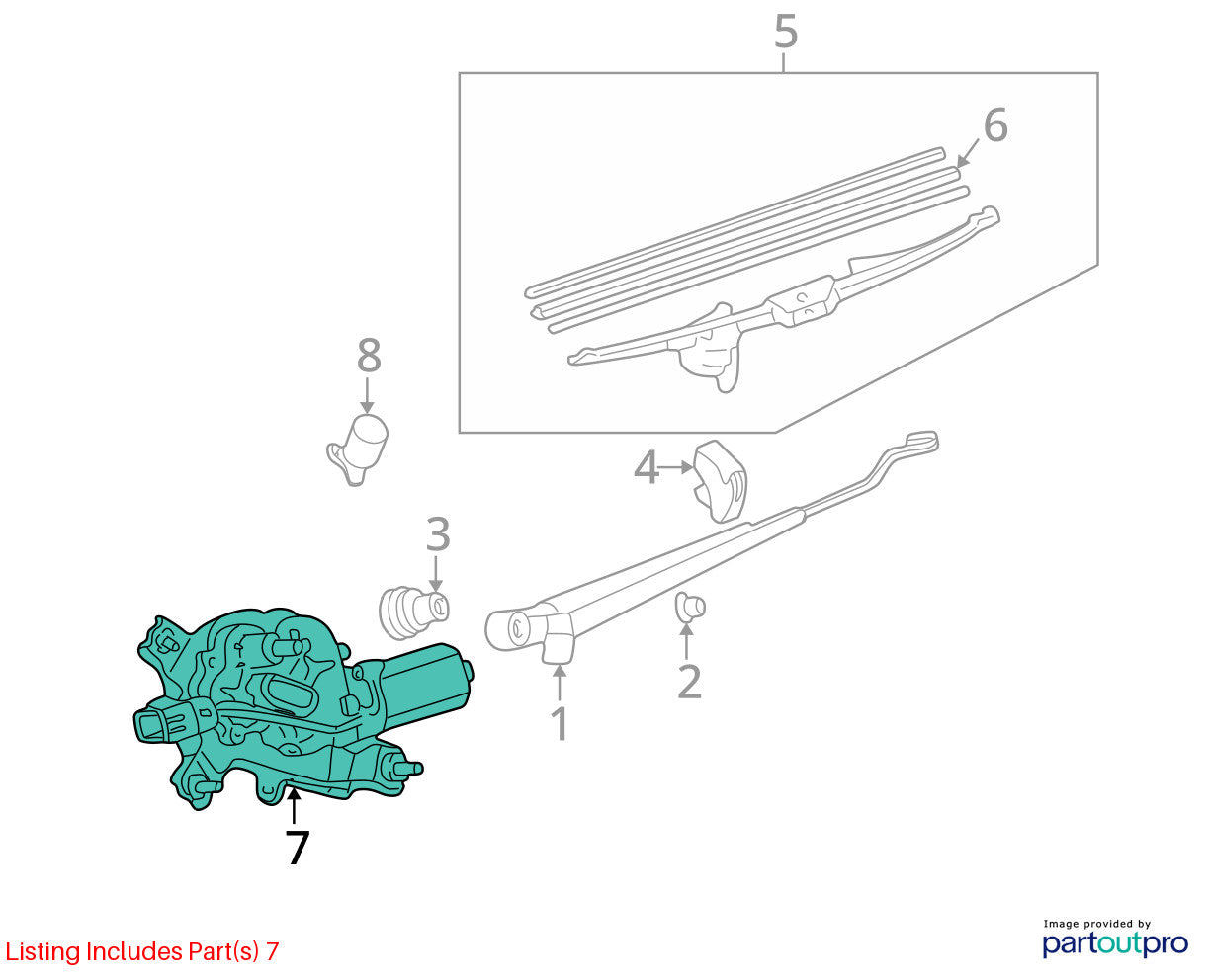 2001-2007 Toyota Sequoia Rear Windshield Wiper Motor Assembly OEM 85130-34010
