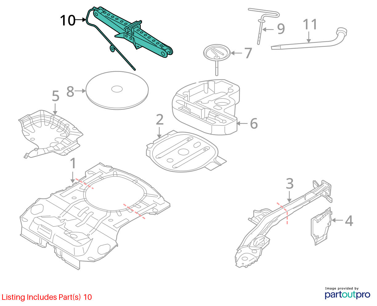 2005-2011 Volvo V50 Emergency Spare Tire Wheel Jack Lift Tool OEM 31329001
