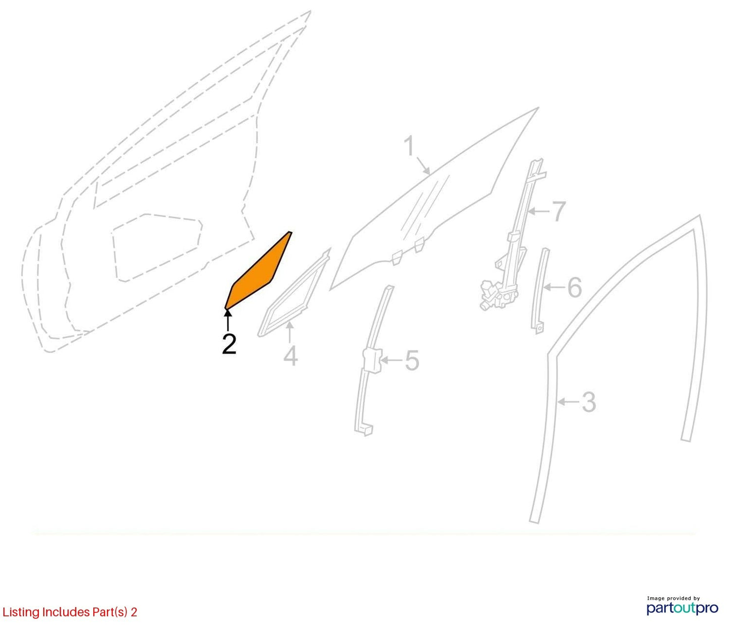 17-23 Subaru Impreza Front Right Door Vent Glass Quarter Window OEM 61012FL10A