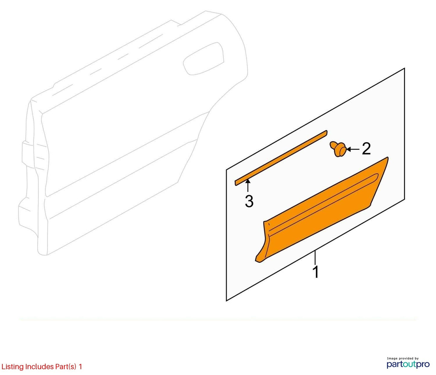 1998-2000 Subaru Forester Rear Left Door Lower Moulding Garnish OEM 91057FC050