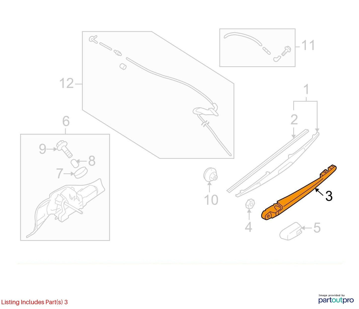2009 Subaru Forester Rear Back Glass Wiper Arm OEM 86532SC180