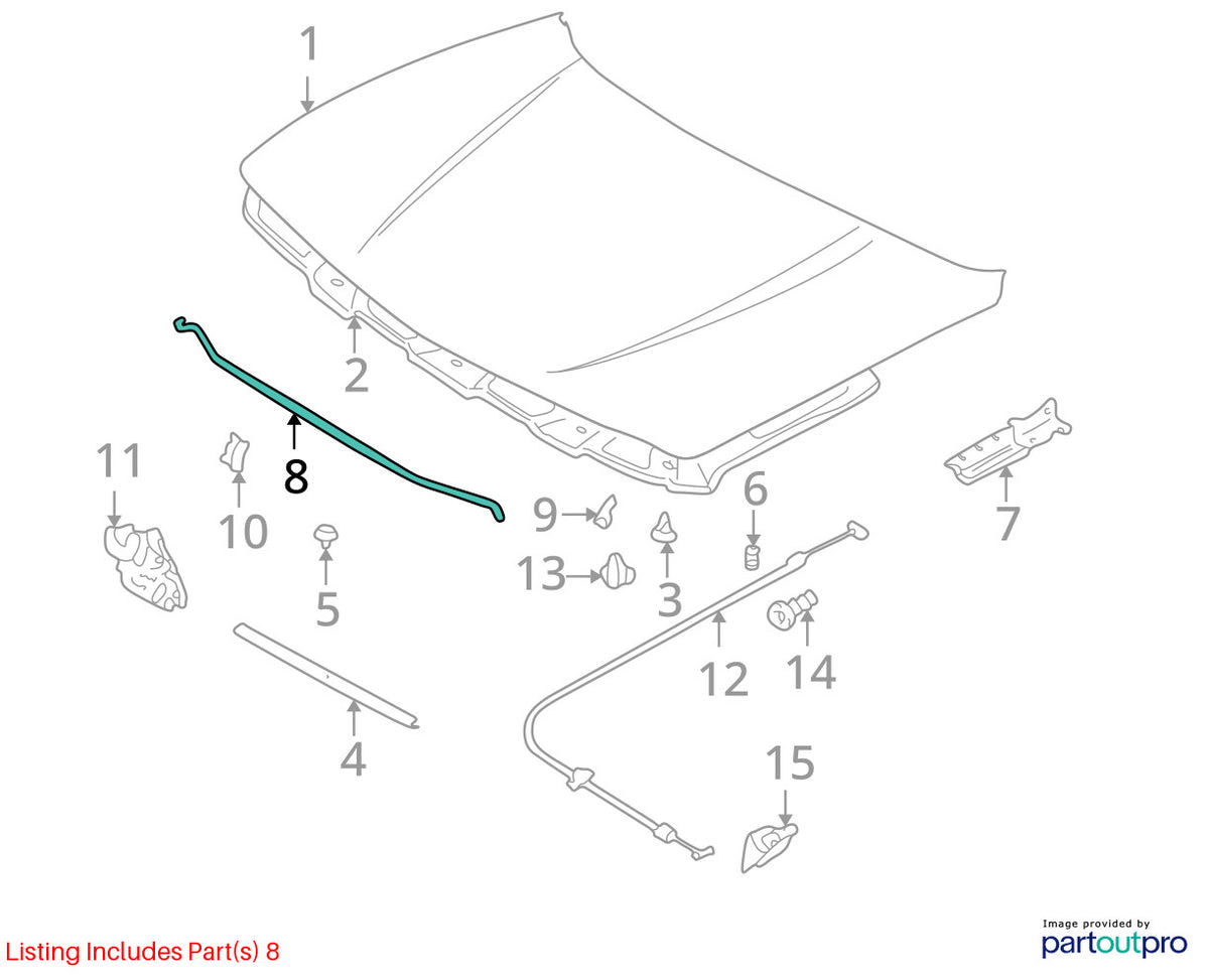 2003-2004 Suzuki XL7 Plus Hood Prop Rod Arm Support OEM 72442-65D00