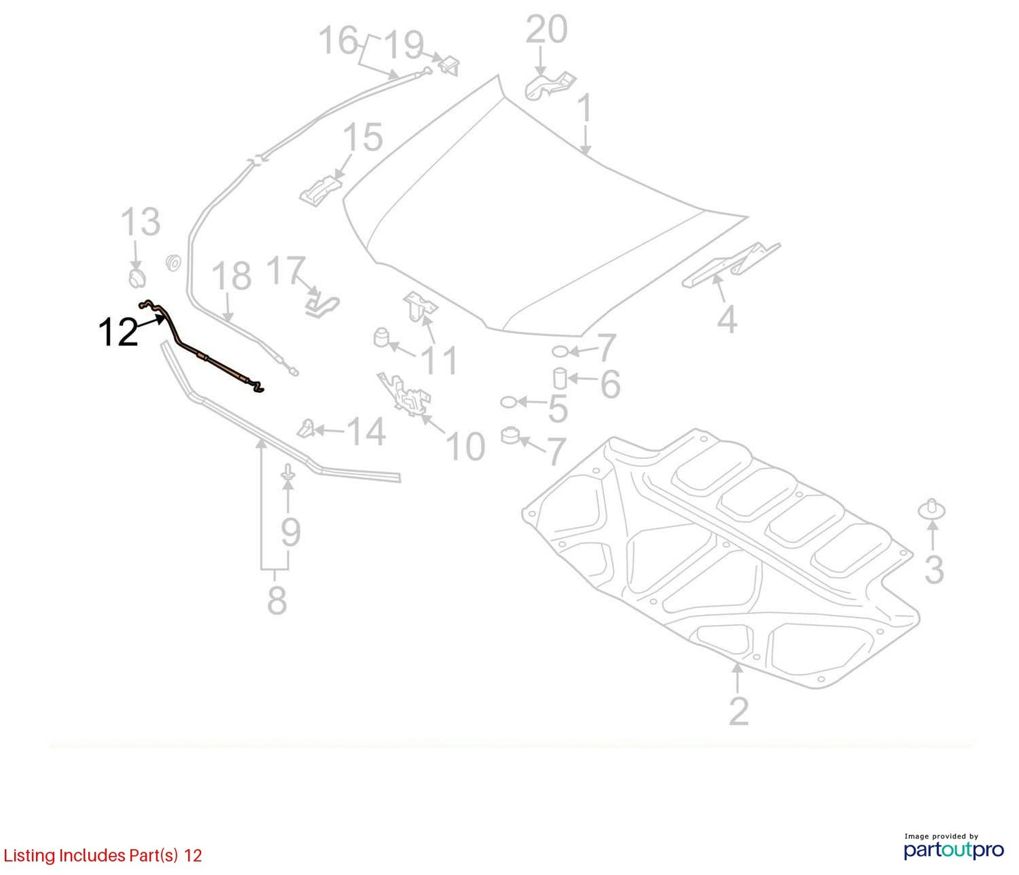 2003-2008 Subaru Forester Front Hood Prop Stay Support Rod OEM 57251SA000