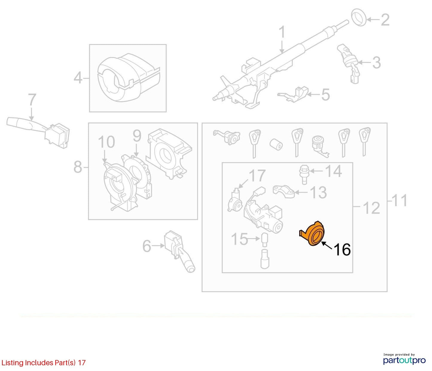 2008-2010 Subaru Impreza Ignition Lock Cylinder and Key OEM 83191AG190