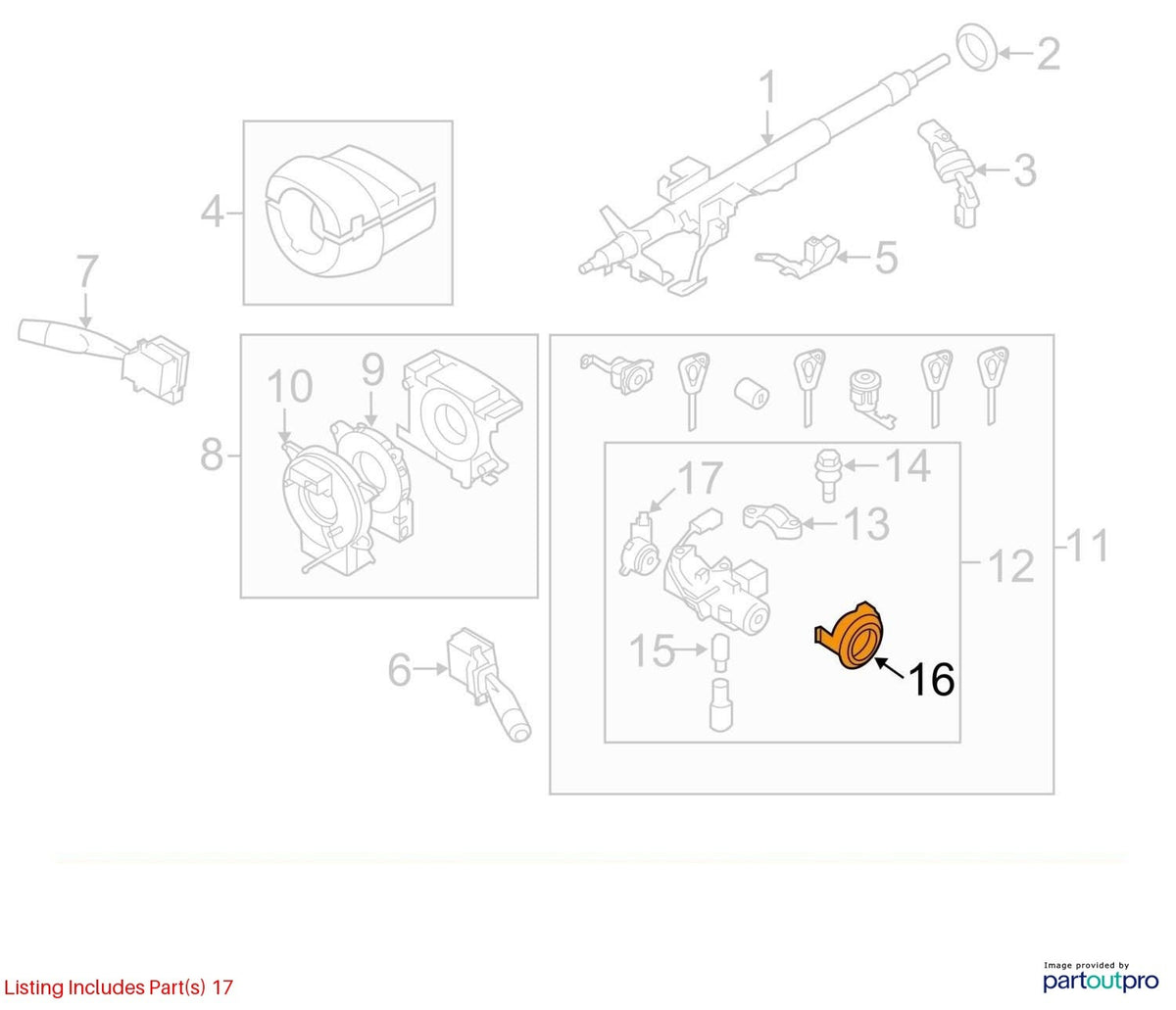2008-2010 Subaru Impreza Ignition Lock Cylinder and Key OEM 83191AG190