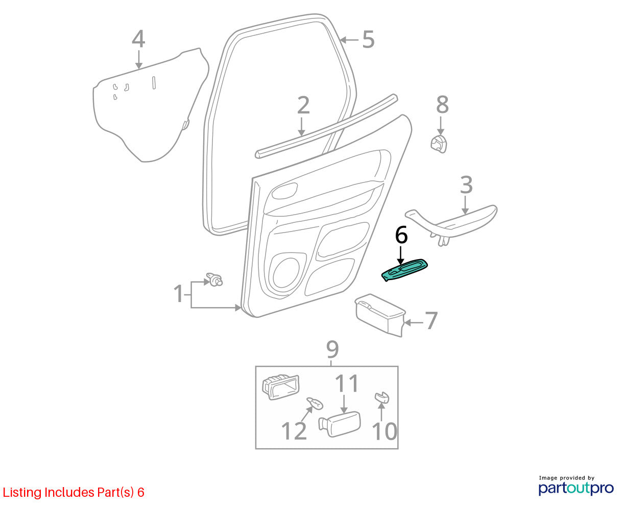 2001-2007 Toyota Sequoia Rear Right Power Window Switch Panel OEM 74203-0C010-B1