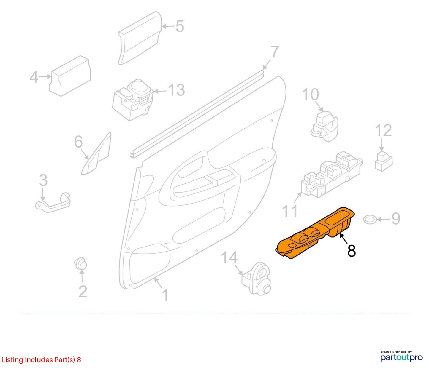 2003-2008 Subaru Forester Front Right Power Window Control Switch OEM 94266SA020