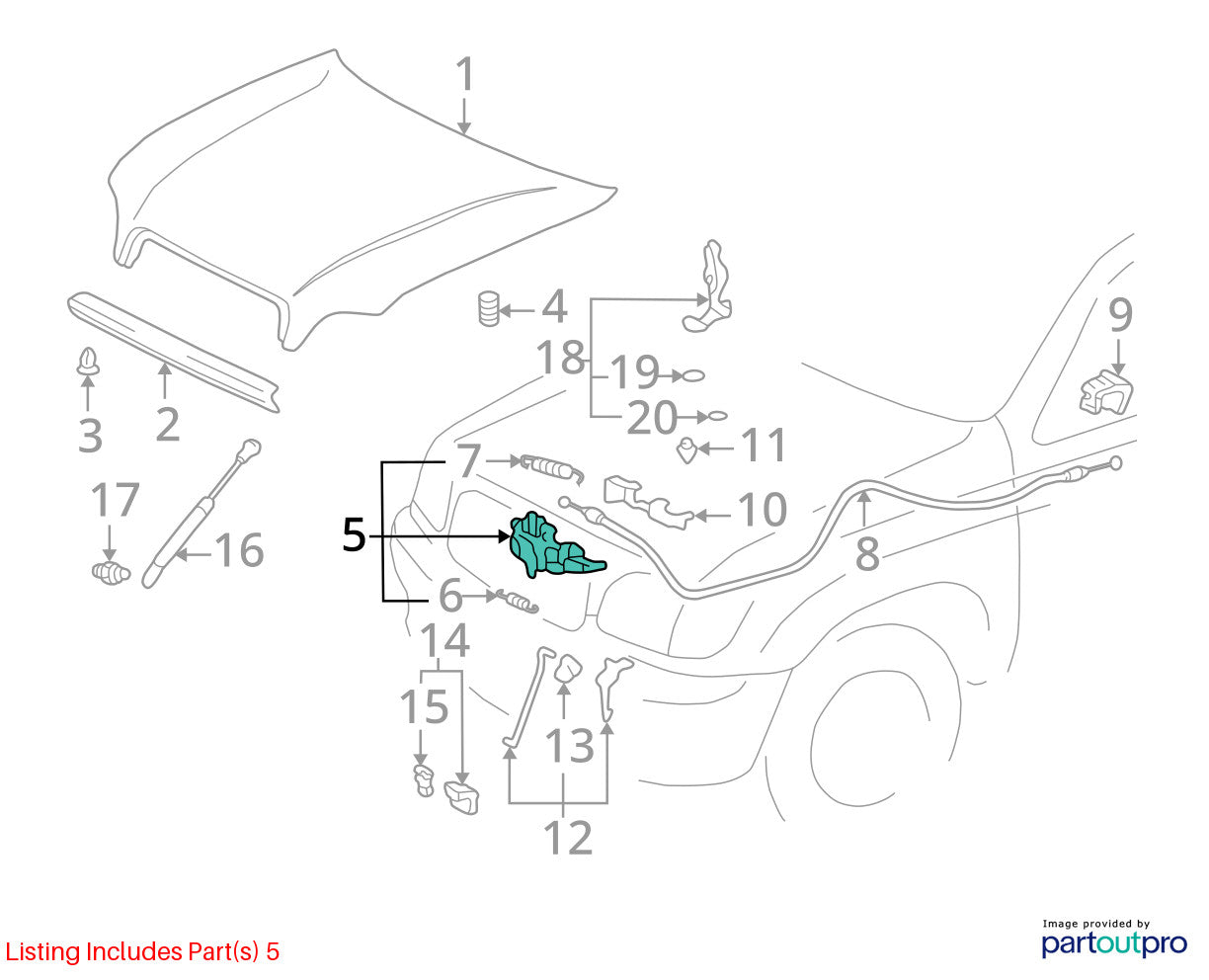 2000-2006 Toyota Tundra Front Hood Latch Lock Assembly OEM 53510-0C011