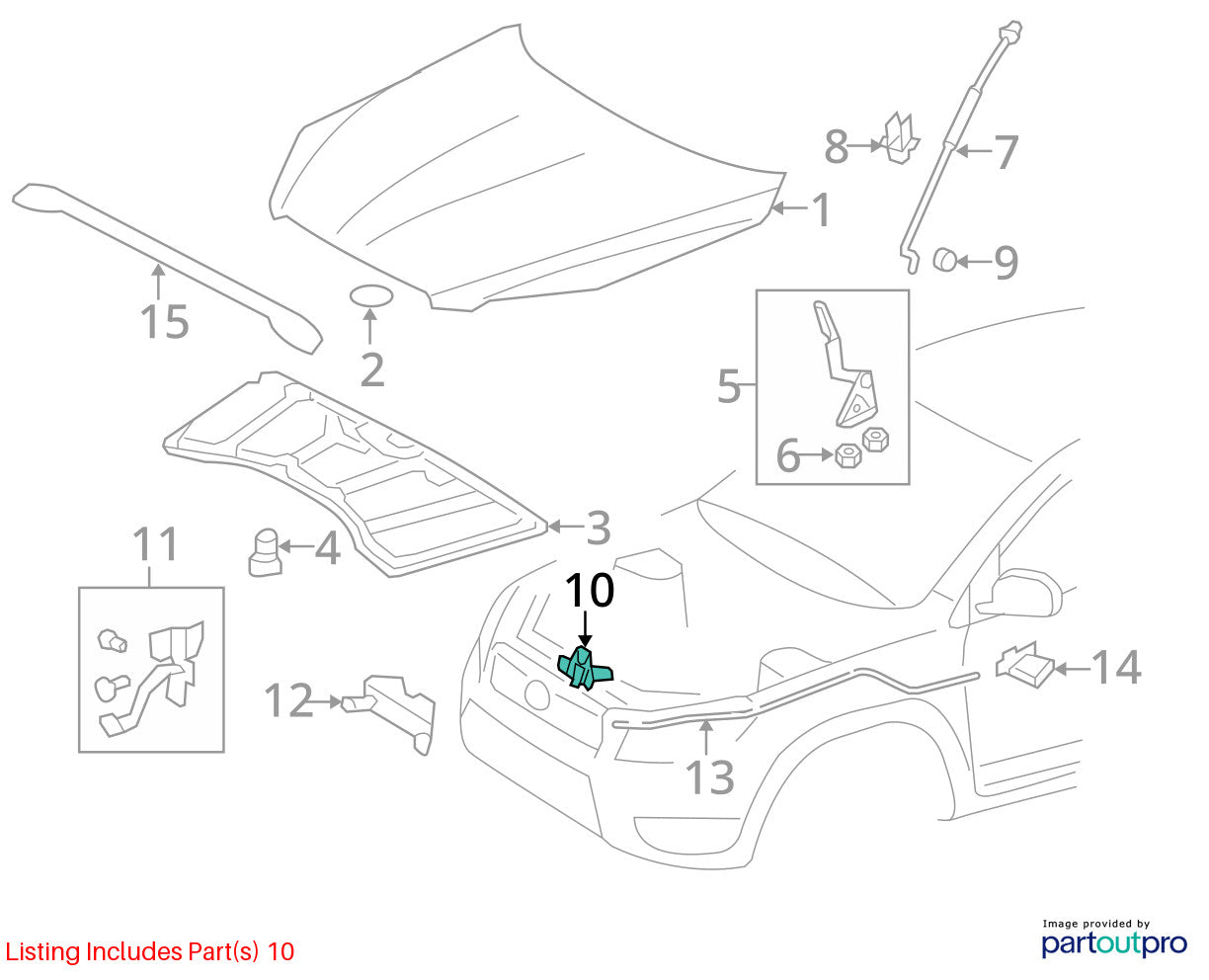 2006-2012 Toyota RAV4 Front Hood Latch Lock Assembly Bonnet OEM 53510-42090