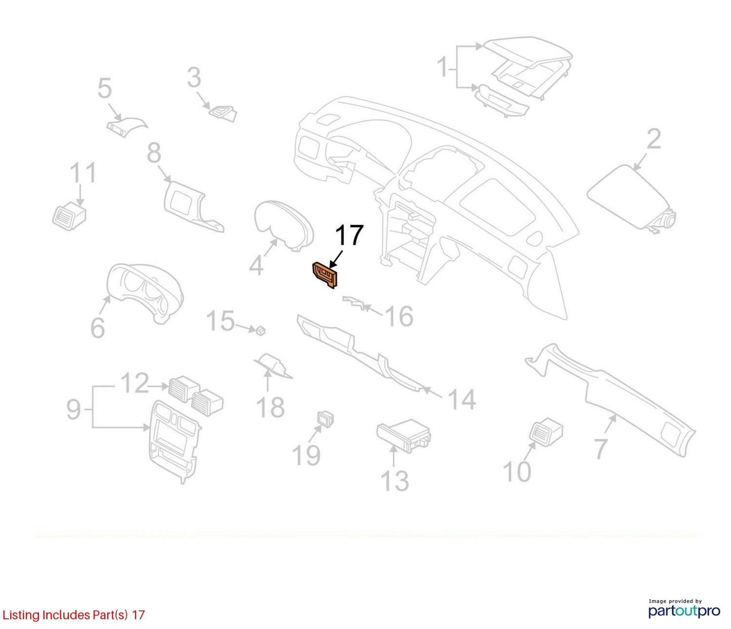 2003-2008 Subaru Forester Lower Dash Case Fog Cruise Switch Panel OEM 66211SA220