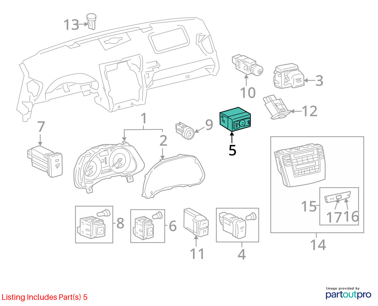 06-15 Lexus IS250 Dashboard Dimmer Radar Cruise Control Switch OEM 84091-53010
