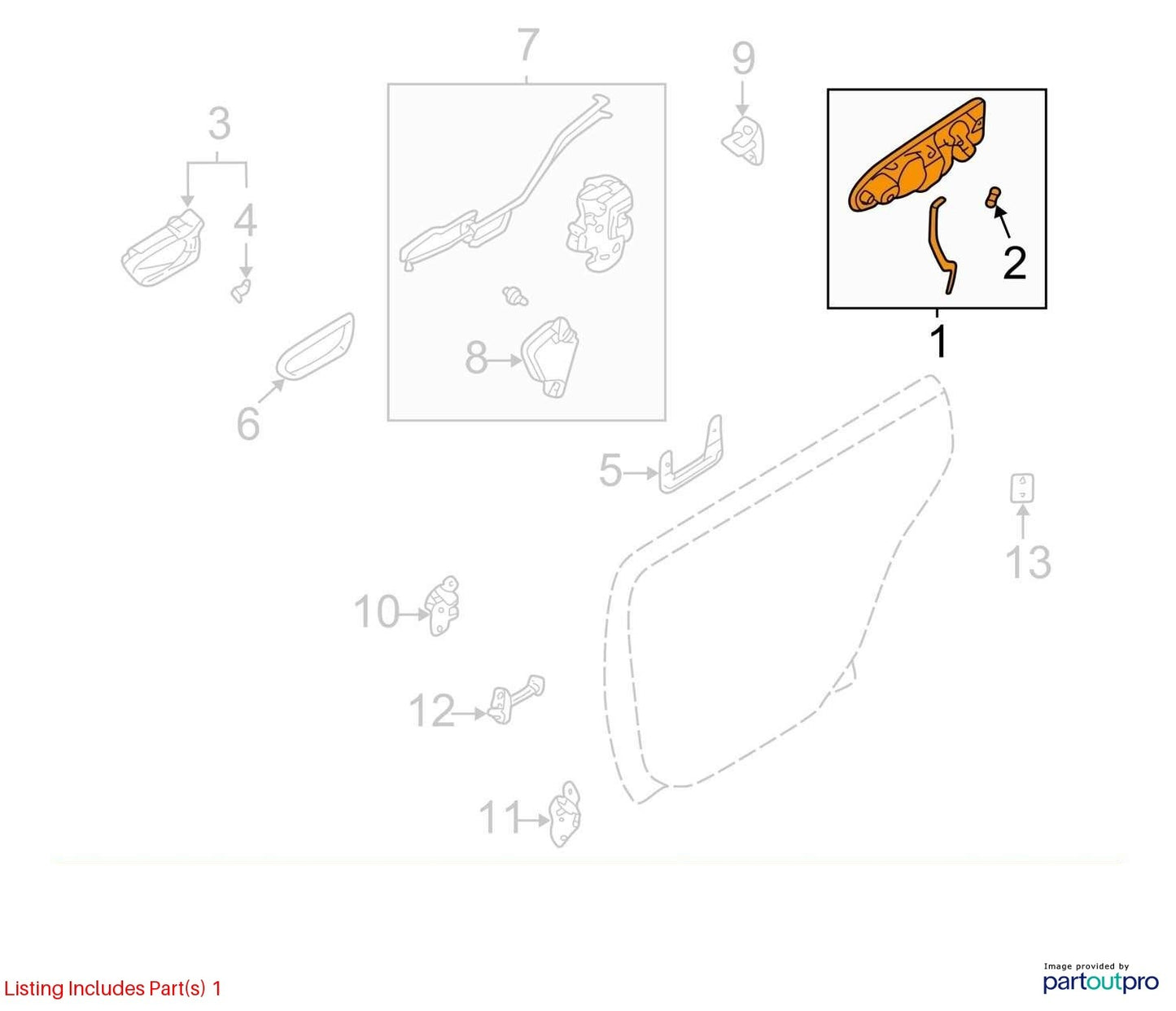 2002-2005 Subaru Impreza Rear Right Side Exterior Door Handle OEM 61022FE020TG