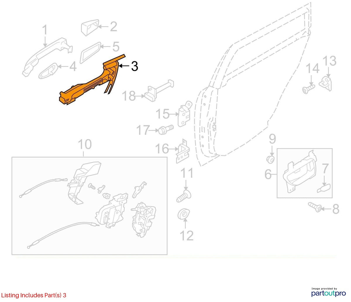 2010-2014 Subaru Outback Rear Right Side Exterior Door Handle OEM 61169AJ10A