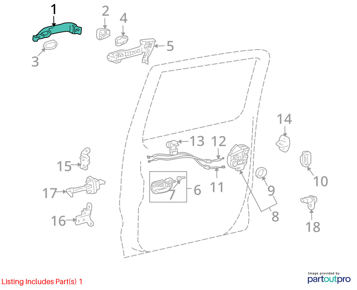2004-2010 Toyota Sienna Front Right Side Exterior Door Handle OEM 69211-AE010