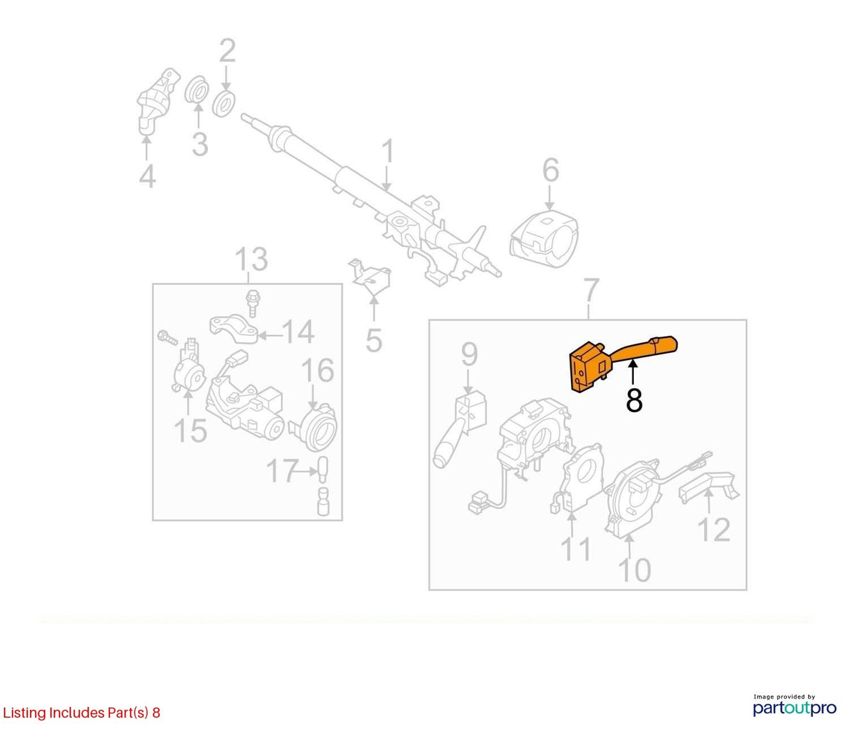 06-07 Subaru Tribeca Windshield Wiper Control Switch Arm OEM 83114XA0029E