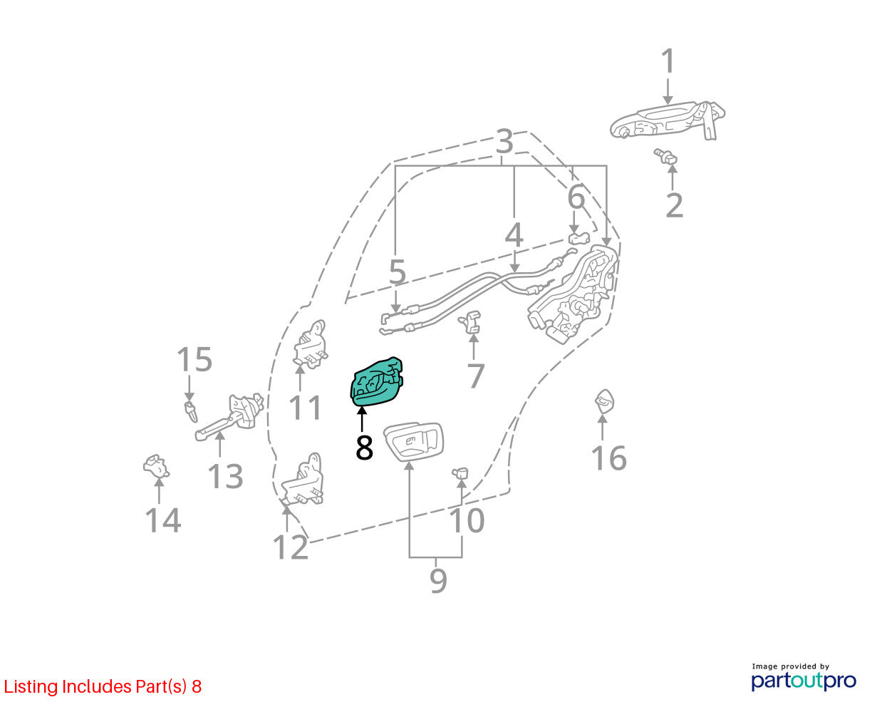 2000-2003 Lexus RX300 Front Right Inner Door Handle Beige OEM 69205-48010-A0