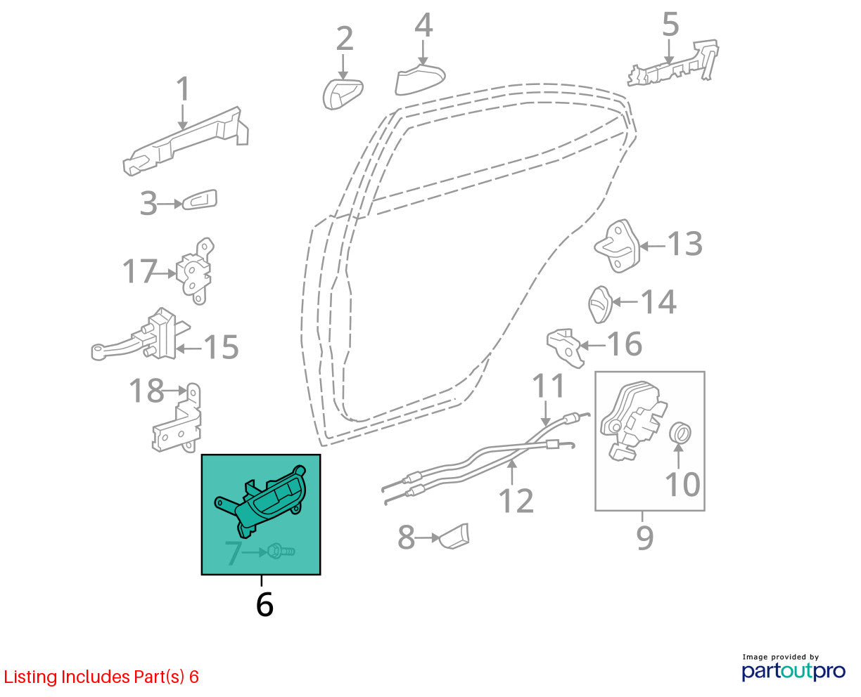 2006-2014 Lexus IS250 Rear Left Driver Door Interior Handle OEM 67740-53010-C0