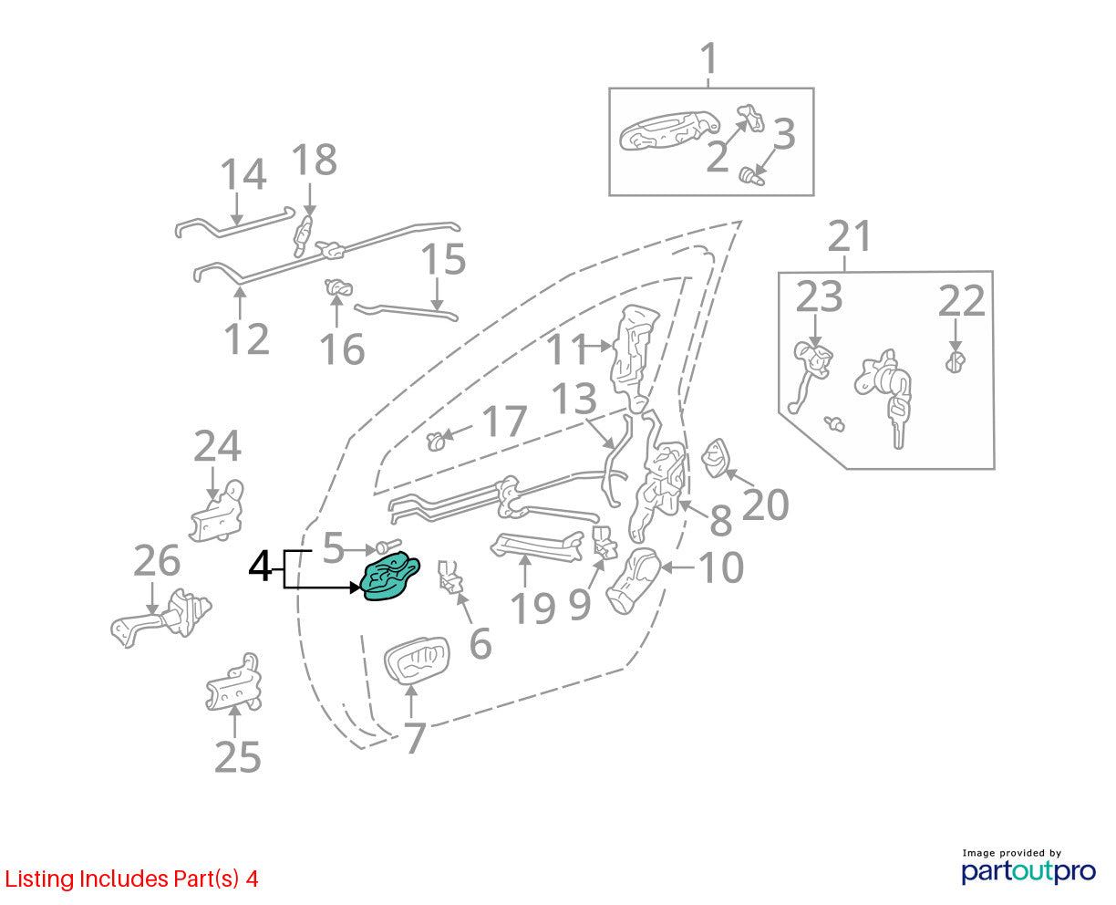 98-03 Toyota Sienna Front Right Interior Door Handle Brown OEM 69205-AA010-E1