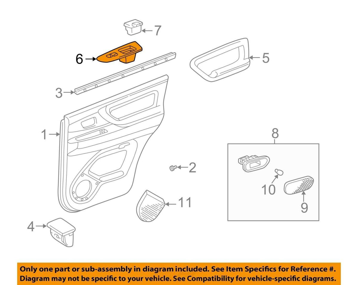 98-01 Toyota Land Cruiser Rear Left Door Switch Panel Armrest OEM 74204-60060-A0