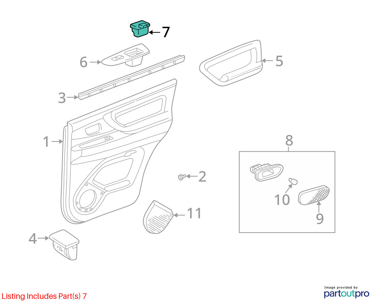 1998-2001 Toyota Land Cruiser Front Right Door Window Switch OEM 84810-60050